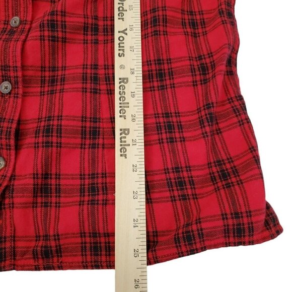 Duluth Trading Flannel Shirt Womens Medium Red Plaid Free Swinging Button Front - Picture 8 of 9